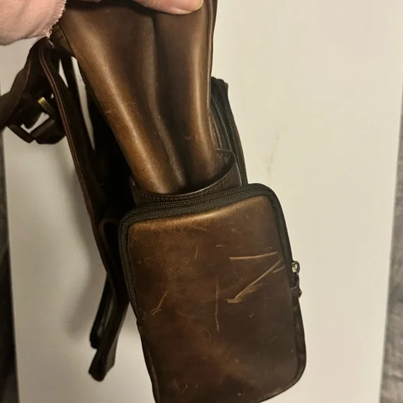 VTG Dark Brown Men's Leather Backpack